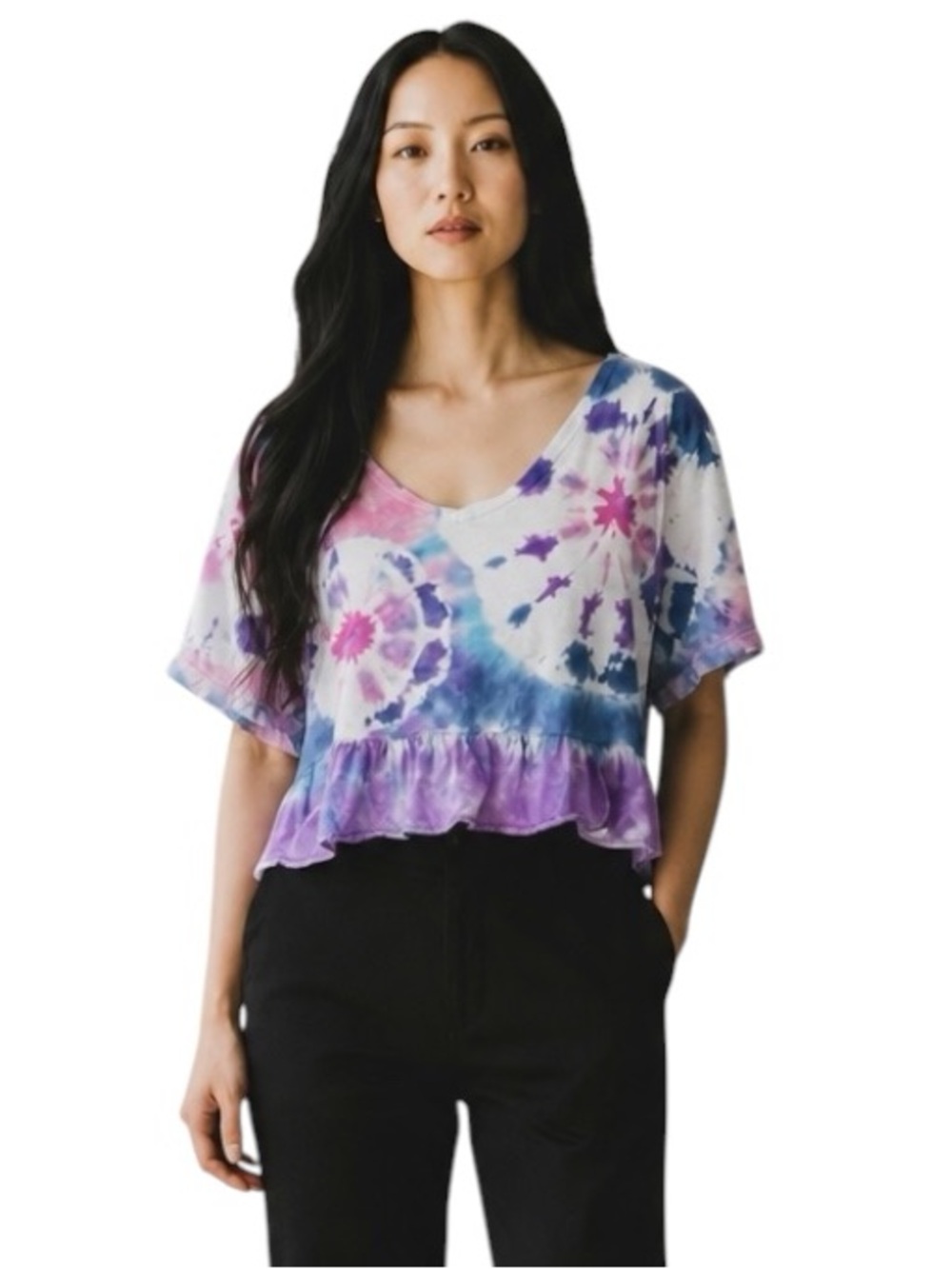 wild fable Pastel Tie Dye Cropped Tee in Pink, Blue & Purple Size Medium